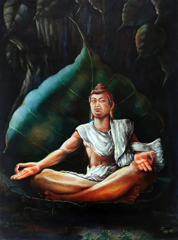 BUDDHA-MEDITATING-UNDER-BODDHI-LEAF
