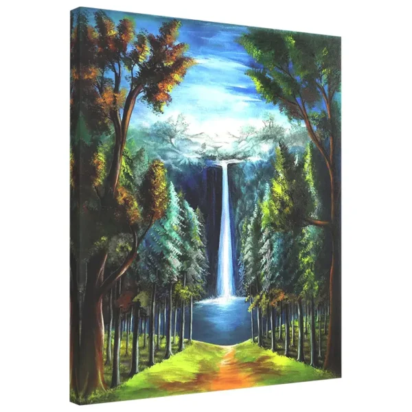 Original waterfall landscape acrylic painting on canvas