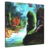 Colorful riverside landscape acrylic painting on canvas