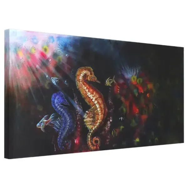 seahorse underwater painting with corals