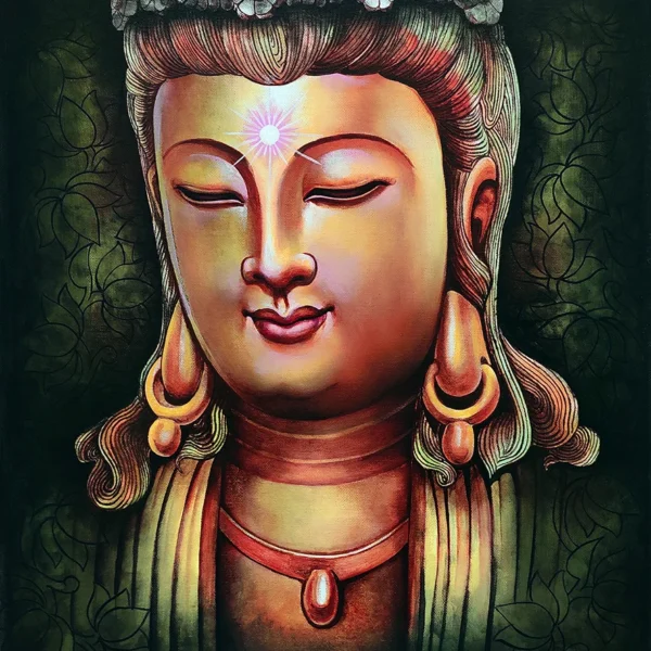 Golden Buddha meditation painting on canvas