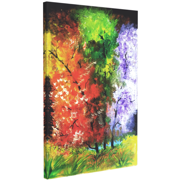 Colorful trees abstract landscape painting with bold brushstrokes