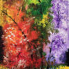 Hand-painted colorful tree artwork on canvas