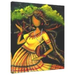 Mango girl dancing around tree Indian folk painting
