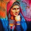Rajasthani traditional girl portrait painting