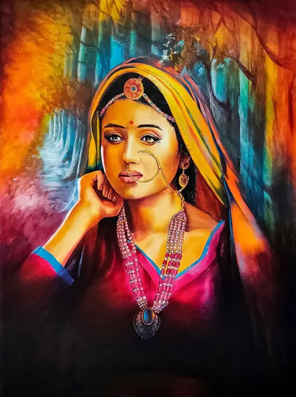 Rajasthani girl portrait with jewelry