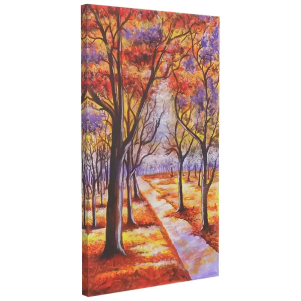 Autumn pathway forest landscape acrylic painting