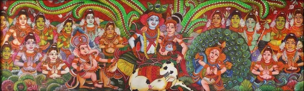 Krishna Rukmini marriage Kerala mural painting
