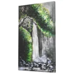 Vertical waterfall forest landscape acrylic painting