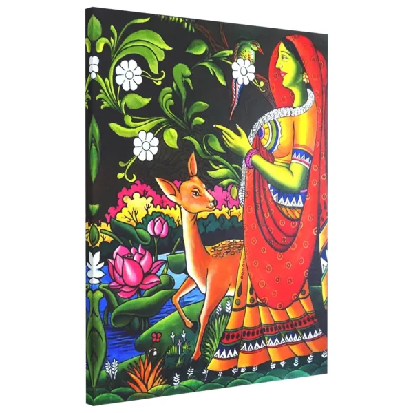 Shakuntala with deer mural art