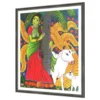 Traditional Kerala mural woman with cow