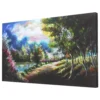 Lakeside garden landscape acrylic painting with pathway