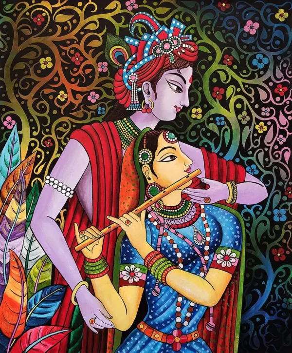Krishna Radha Kerala mural painting