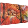 Fall forest path painting with arching trees
