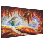 Autumn mountain meadow landscape acrylic painting