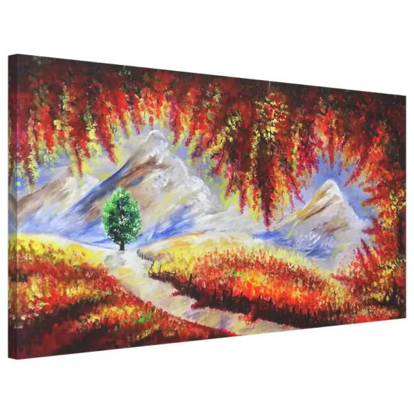 Autumn mountain meadow landscape acrylic painting