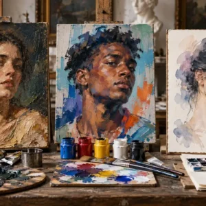 Oil, acrylic and watercolor portrait painting mediums compared