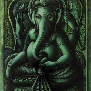 Temple-style stone Ganesha art