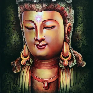 Golden Buddha meditation painting on canvas